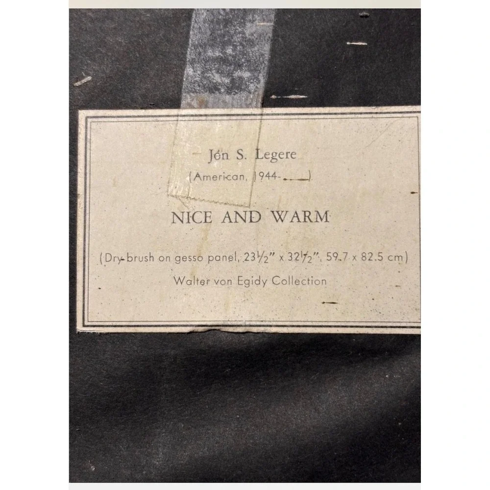 Jon S Legere Nice And Warm 1967 Signed Dry Brush Gesso Painting Wood Stove Art - Picture 2 of 3